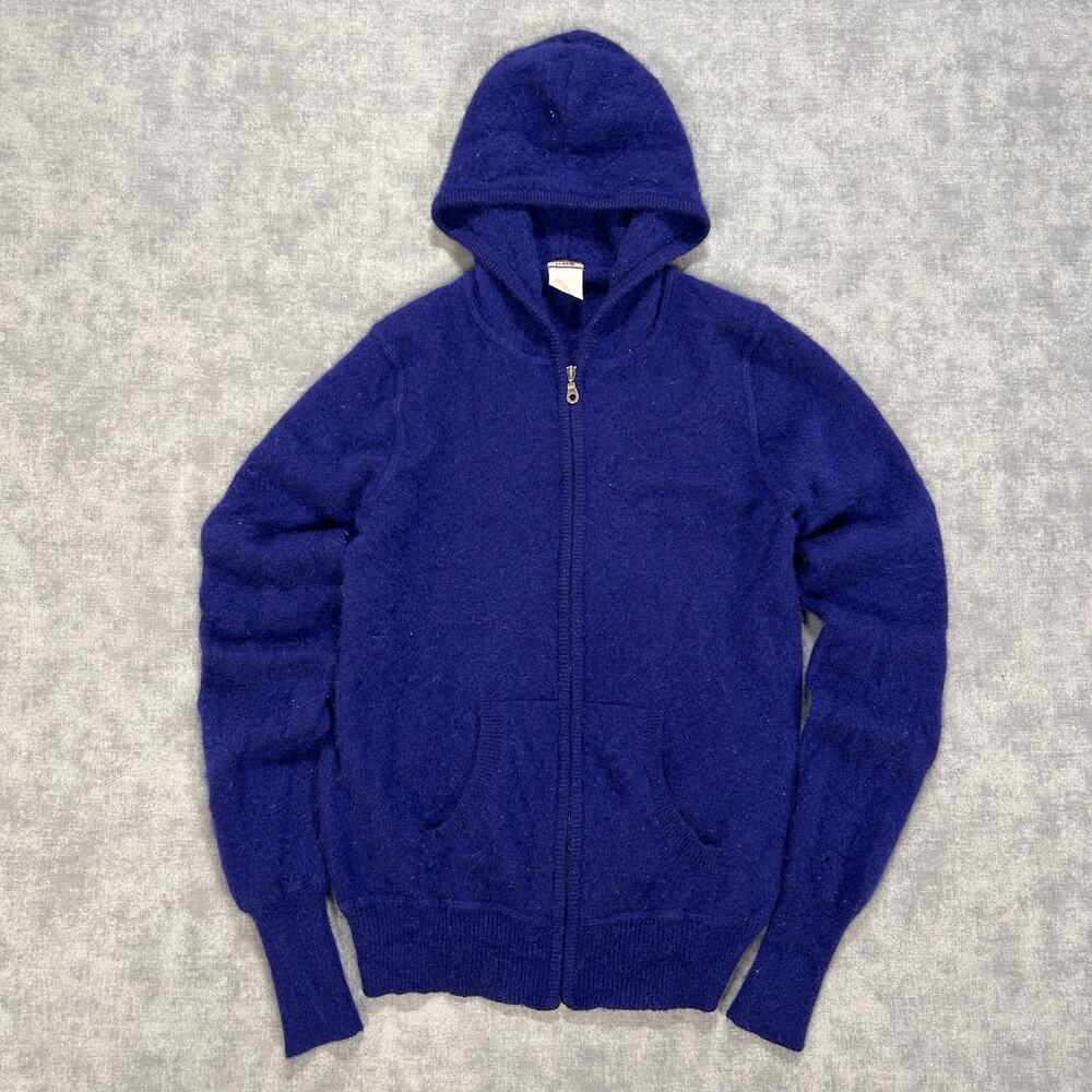 Vintage J.Crew 100% Cashmere Zip Front Hoodie Sweater 2006 Hong Kong Made Small